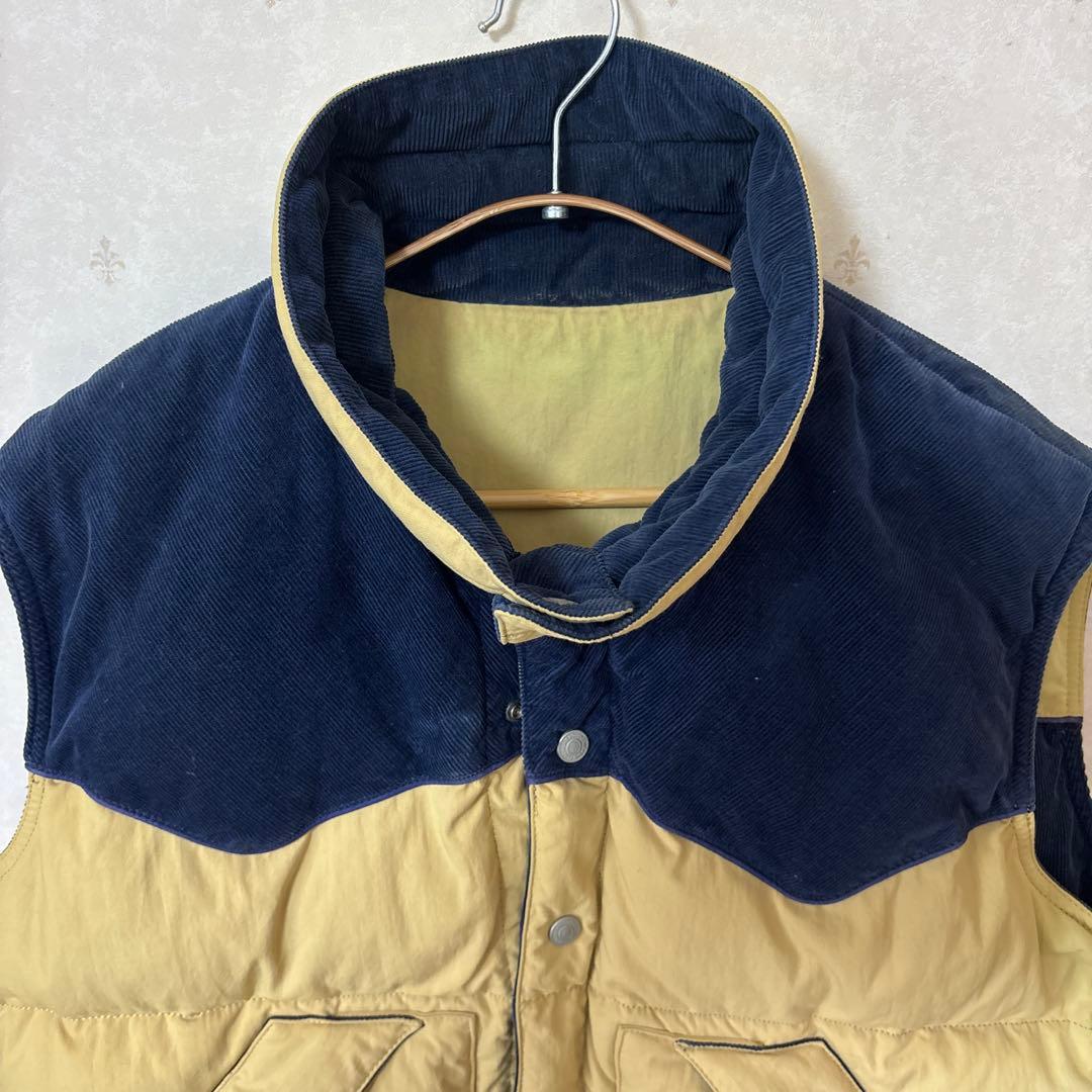 フラットヘッド　リバーシブルダウンベスト 42 ベージュ ネイビー