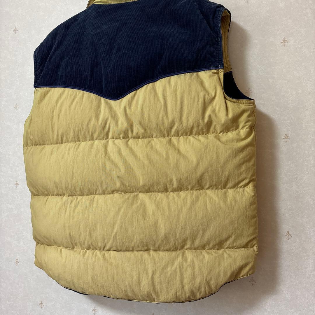 フラットヘッド　リバーシブルダウンベスト 42 ベージュ ネイビー