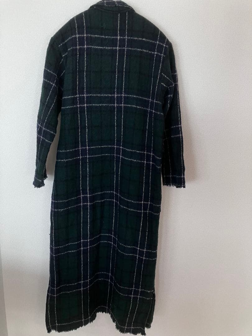 45R チェックワンピース　ロング　毛100% 日本製