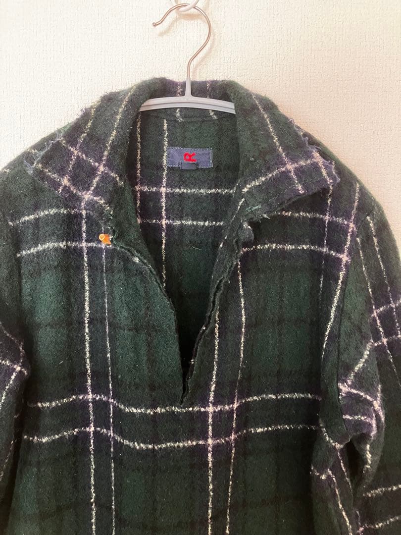 45R チェックワンピース　ロング　毛100% 日本製