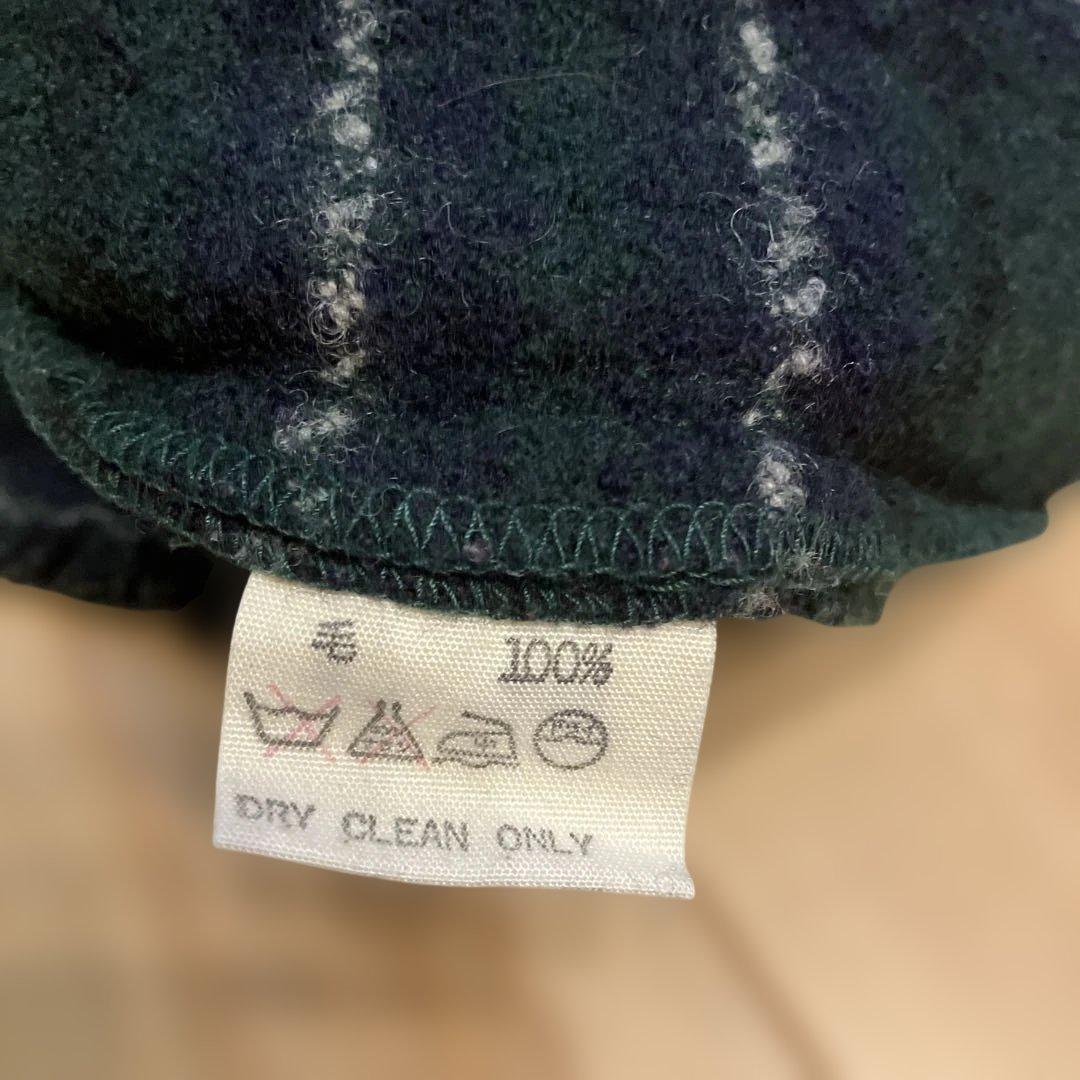 45R チェックワンピース　ロング　毛100% 日本製