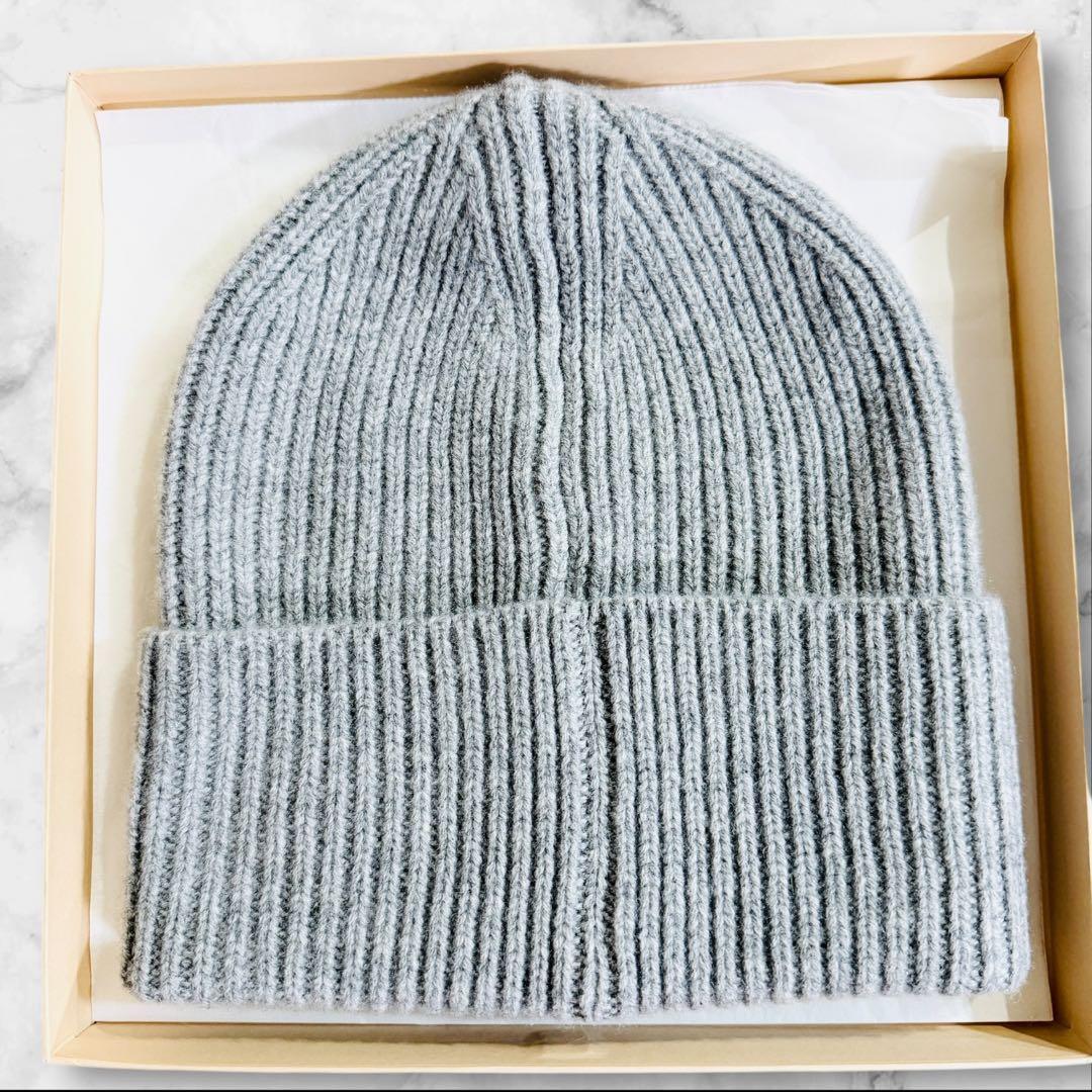 未使用　ルイヴィトン　ニット帽　ビーニー　カシミア100 グレー　ロゴ　メンズ