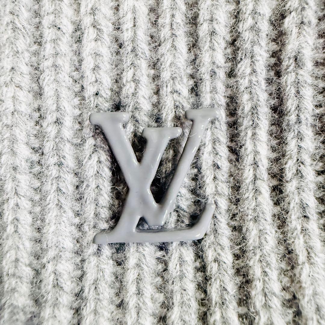 未使用　ルイヴィトン　ニット帽　ビーニー　カシミア100 グレー　ロゴ　メンズ