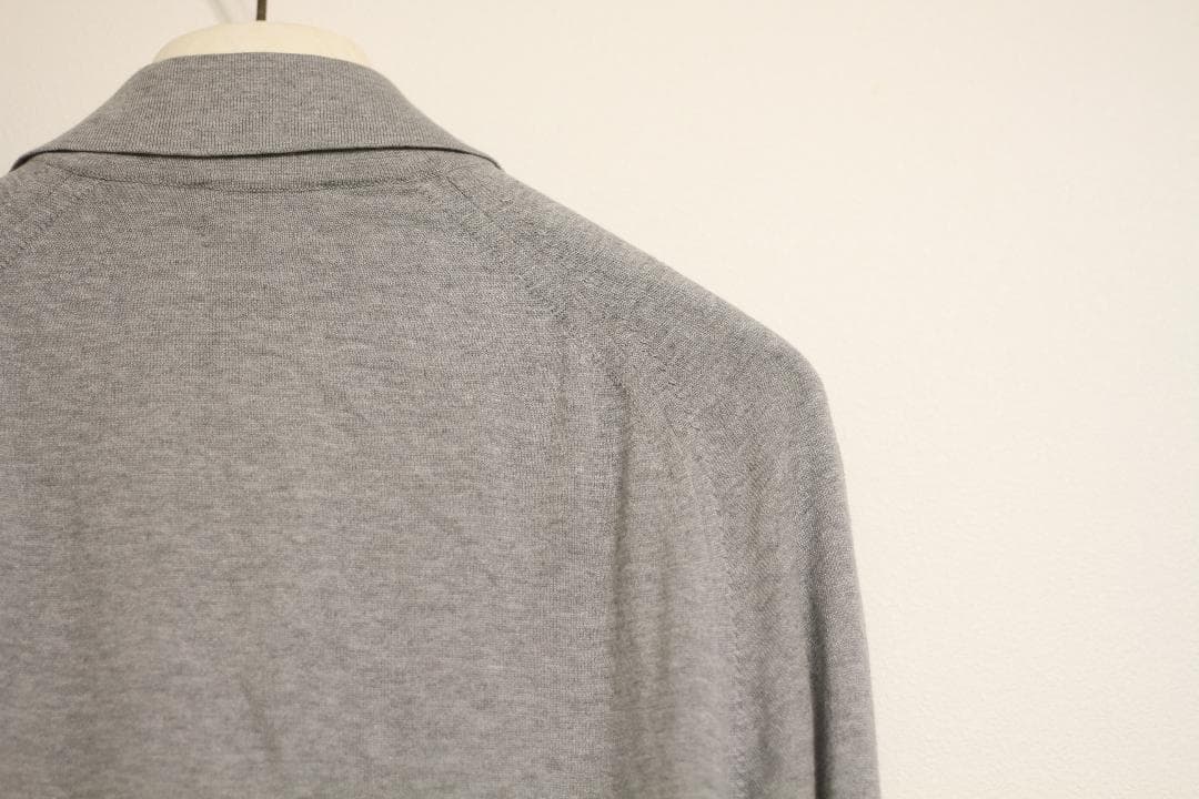 【美品/イタリア製】Drake's シルクコットン ニット ポロ 34(グレー