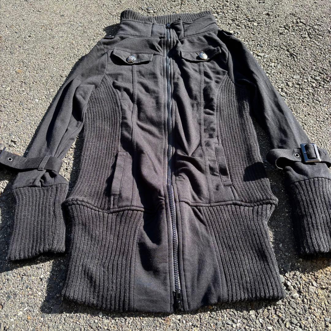 00s archive ギミック　ダブルジップニット　Y2K ダークウェア