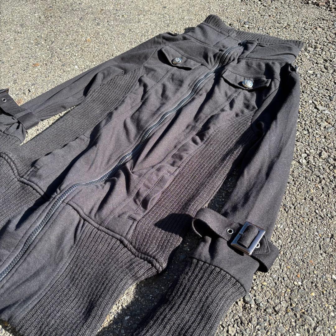 00s archive ギミック　ダブルジップニット　Y2K ダークウェア