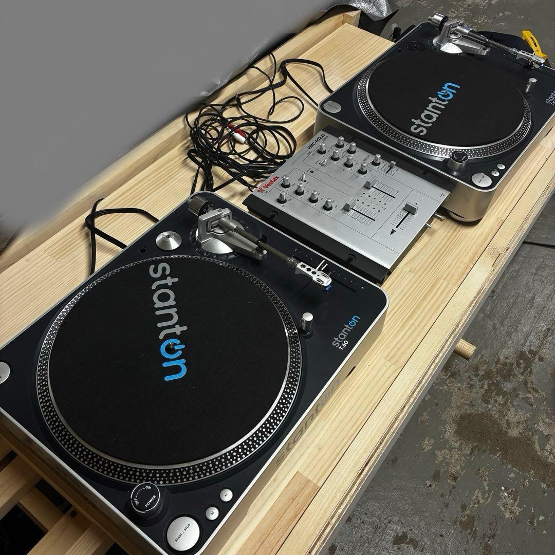 Stanton T.60 ターンテーブル 2台 ミキサーセット　各種コード付き