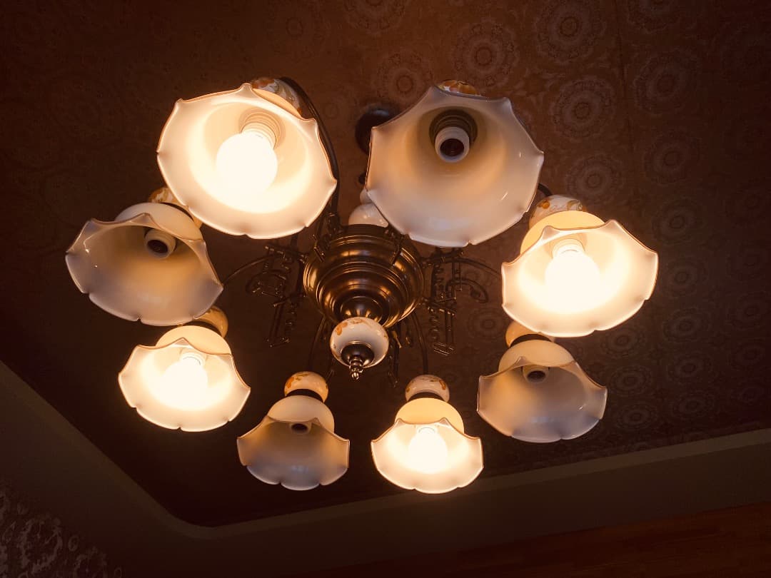 フラワーパターン 8灯シャンデリア