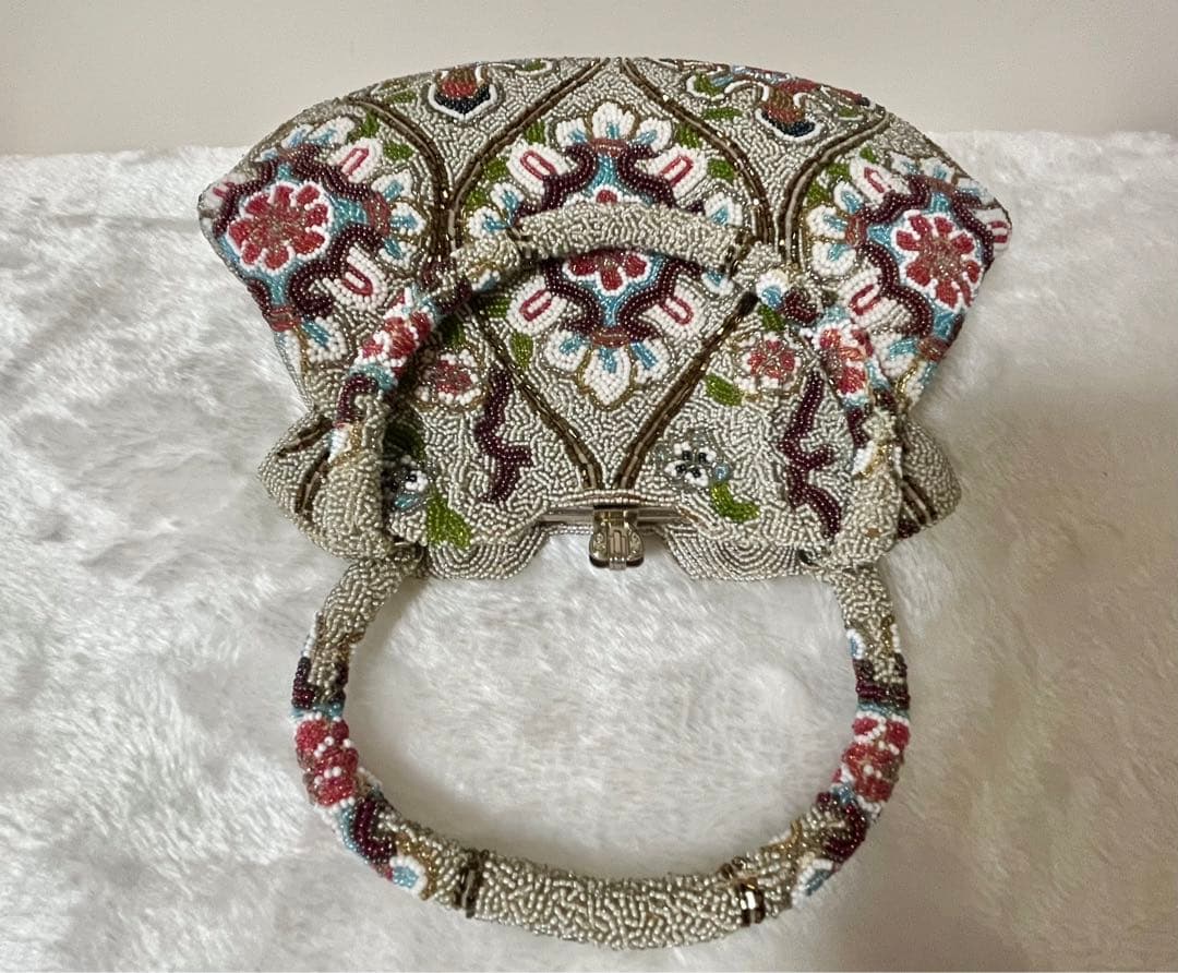 柏ビーズ　和装バッグ パーティーバッグ ハンドバッグ ビーズバッグ 2点セット