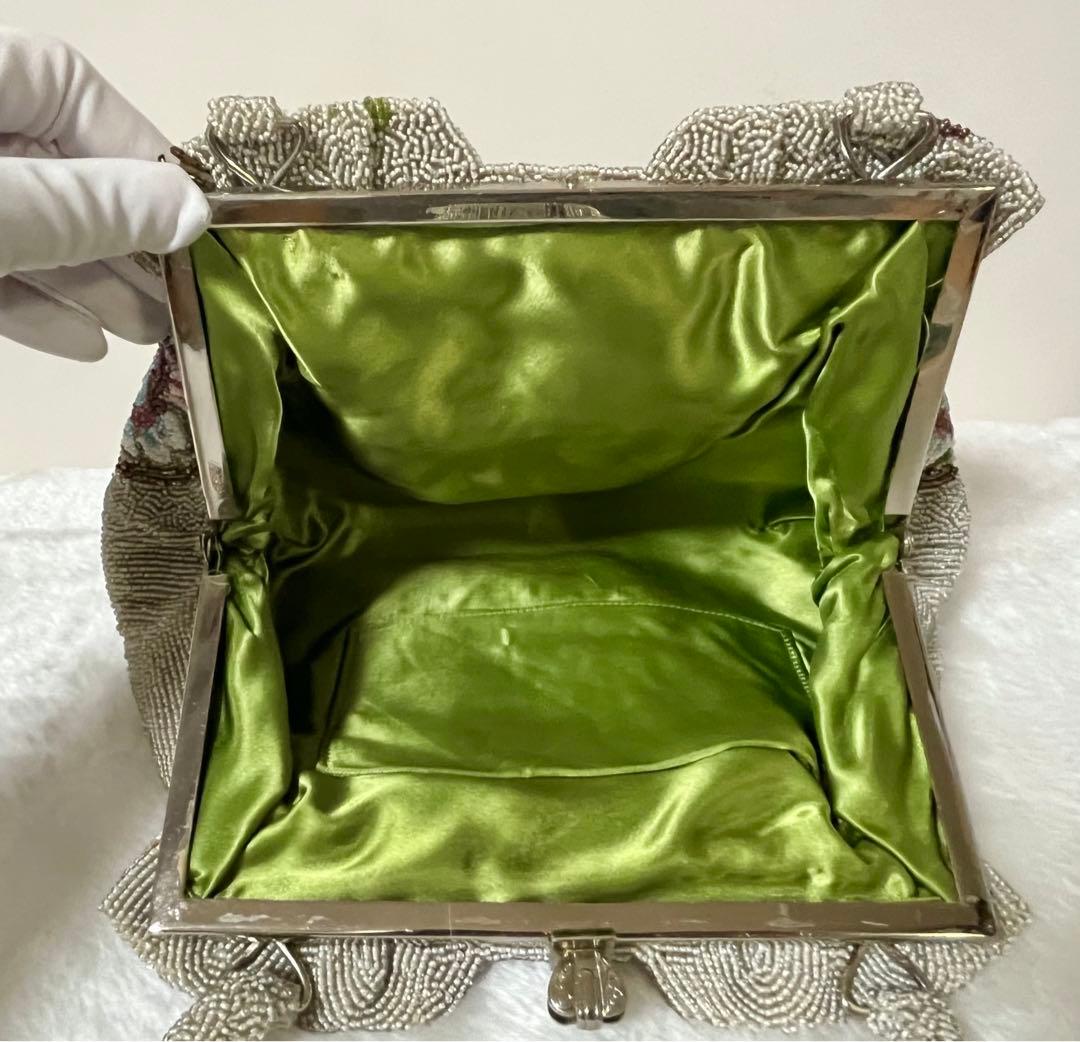 柏ビーズ　和装バッグ パーティーバッグ ハンドバッグ ビーズバッグ 2点セット