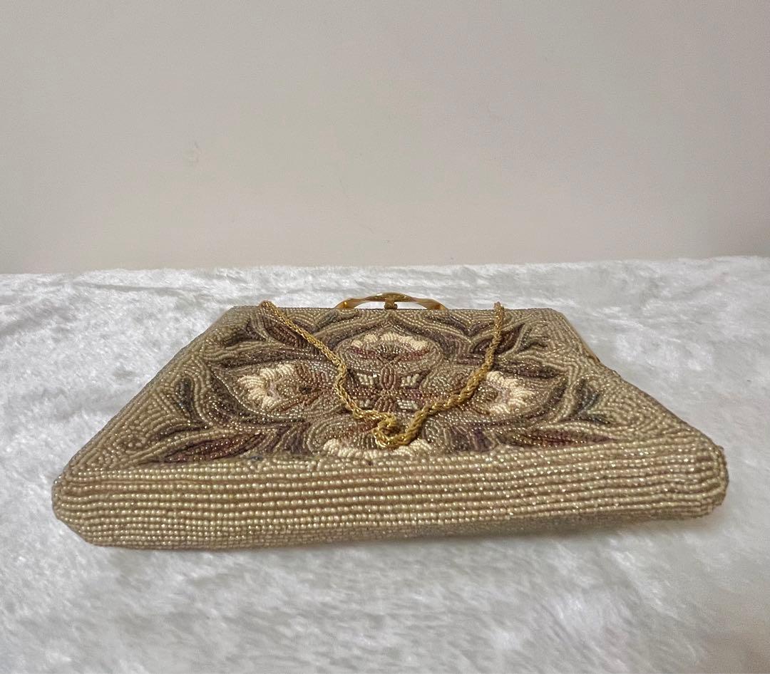 柏ビーズ　和装バッグ パーティーバッグ ハンドバッグ ビーズバッグ 2点セット