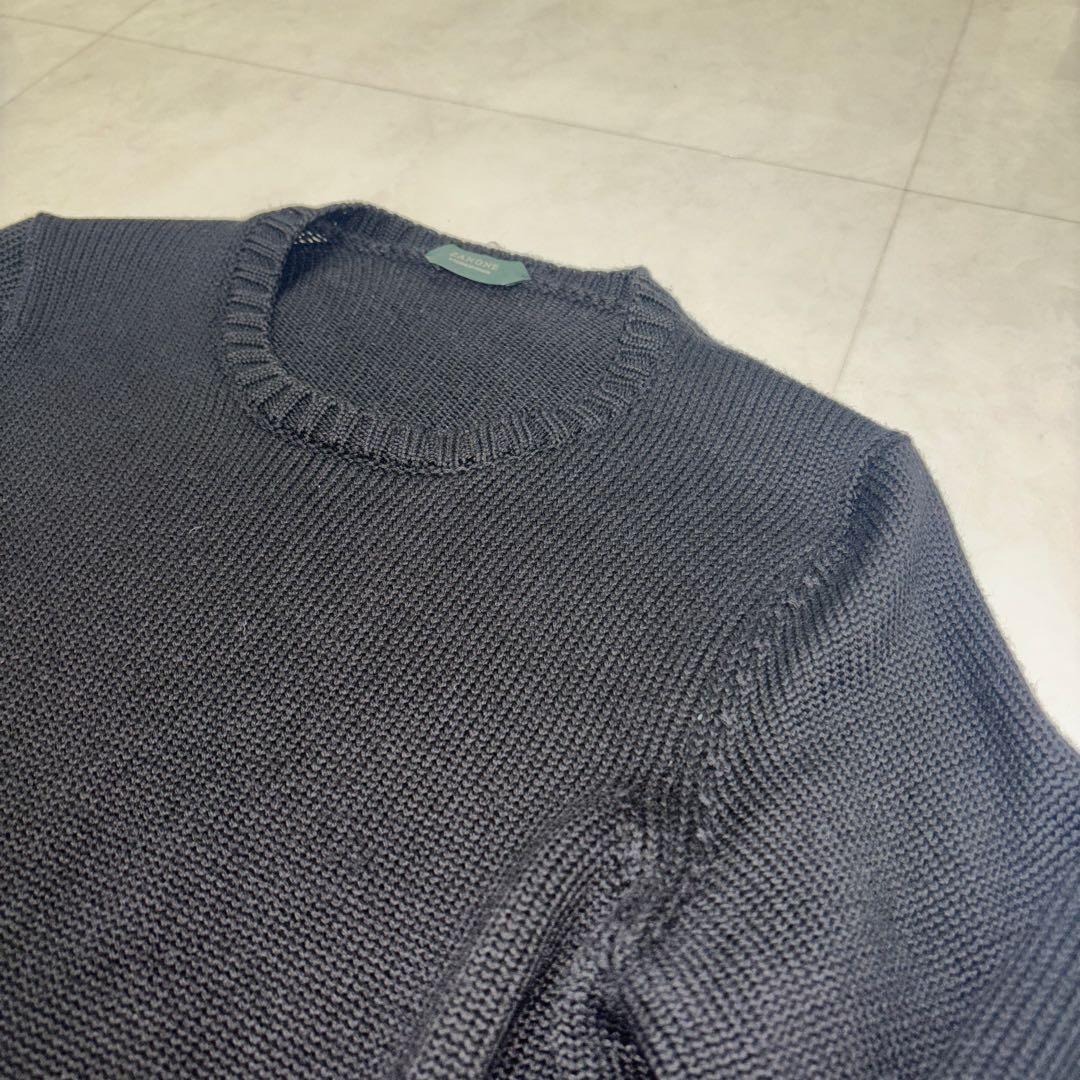 【美品】ZANONE ザノーネ 5ゲージ クルーネックニット ブラック 44