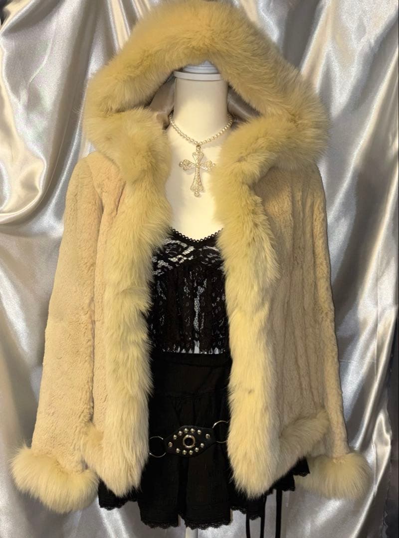 リアルファージャケット Y2k 平成ギャル グランジ ラビットファーコート