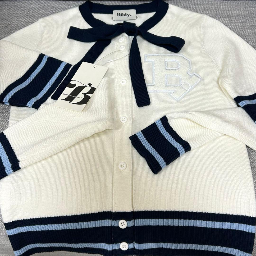 bibiy B. CLUB TIE CARDIGAN 白　ホワイト