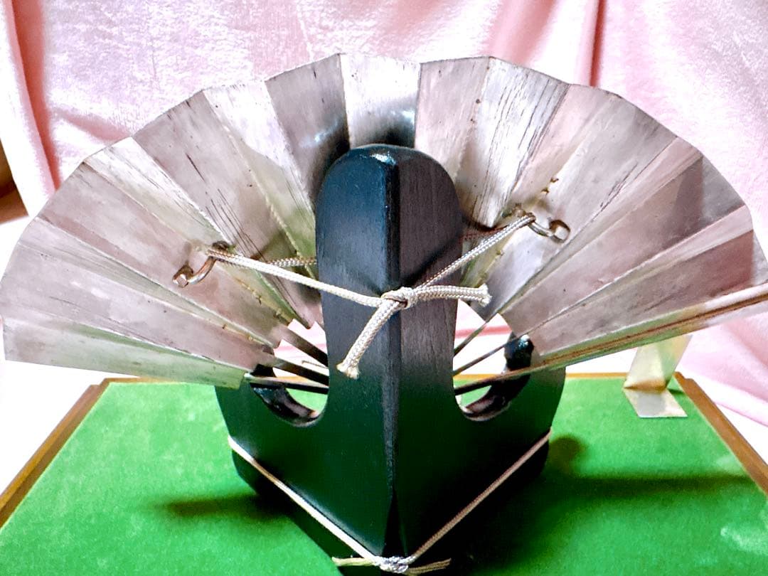 純銀製 末廣秀雄作 松竹梅金彩飾り扇子 ガラスケース付 漁業25年記念常呂漁協