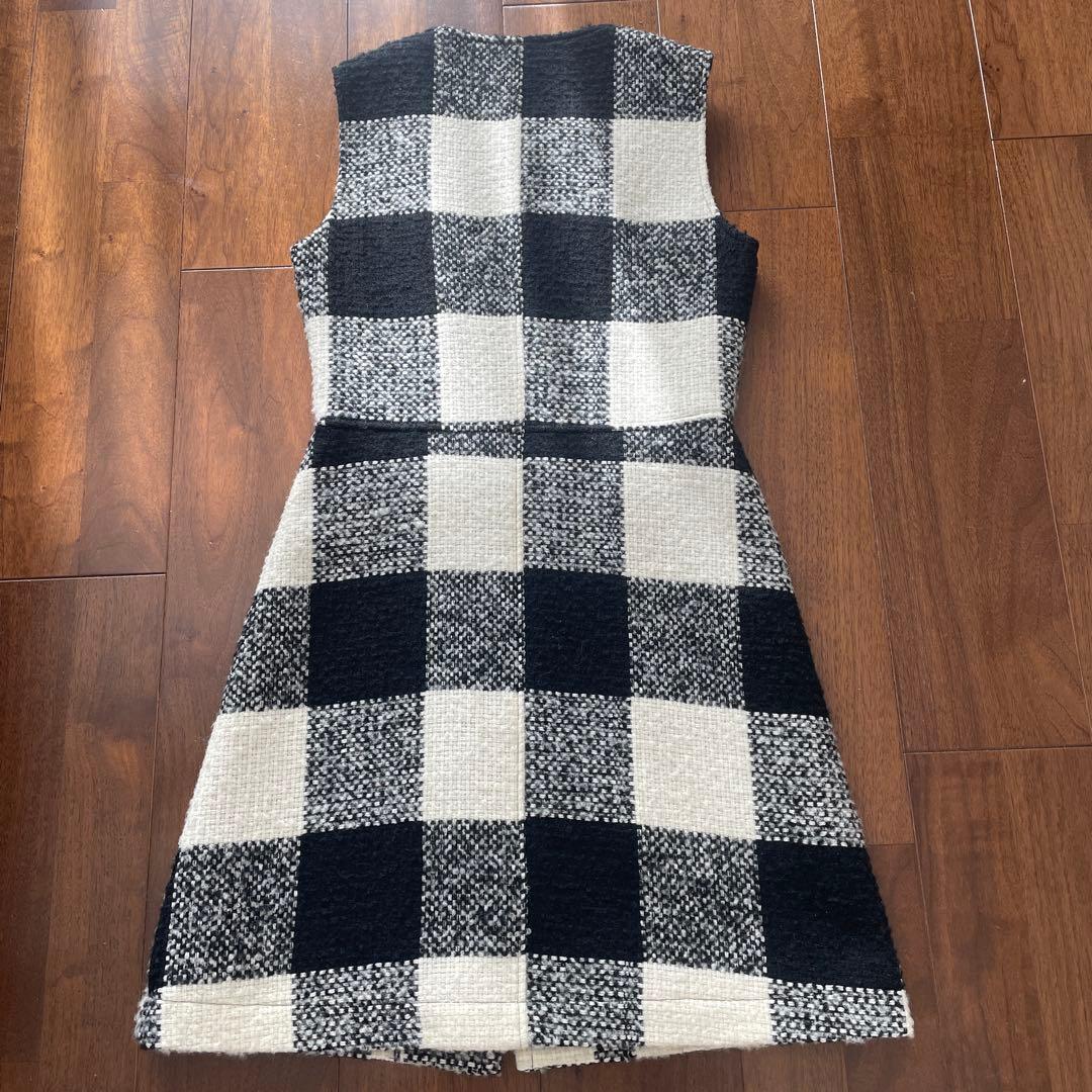sheller シェリエ ジップアップ チェック ツィード ワンピース
