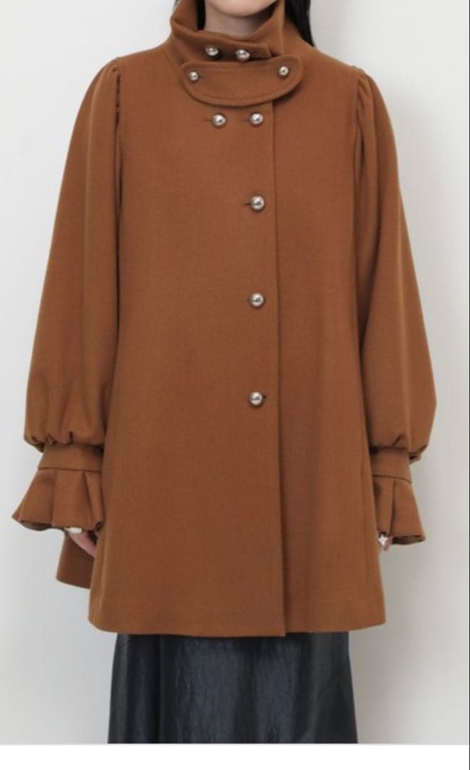 《mici 》スタンドカラーミドルコート　メタルボタン　日本製