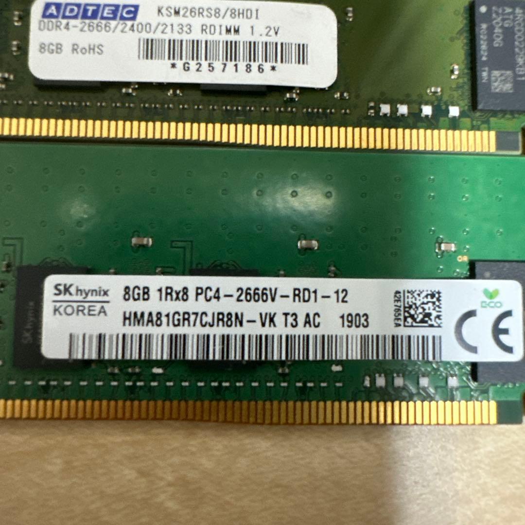 8GB DDR4-2666 メモリー 4枚セット（中古）