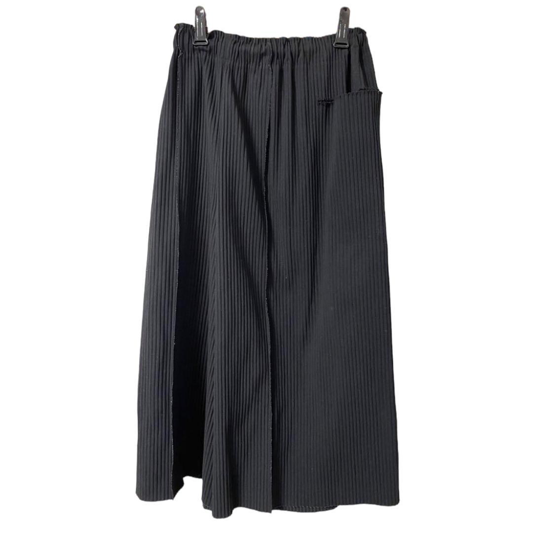 ミーイッセイミヤケ プリーツ クロップドワイドパンツ カットオフ 黒 ブラック