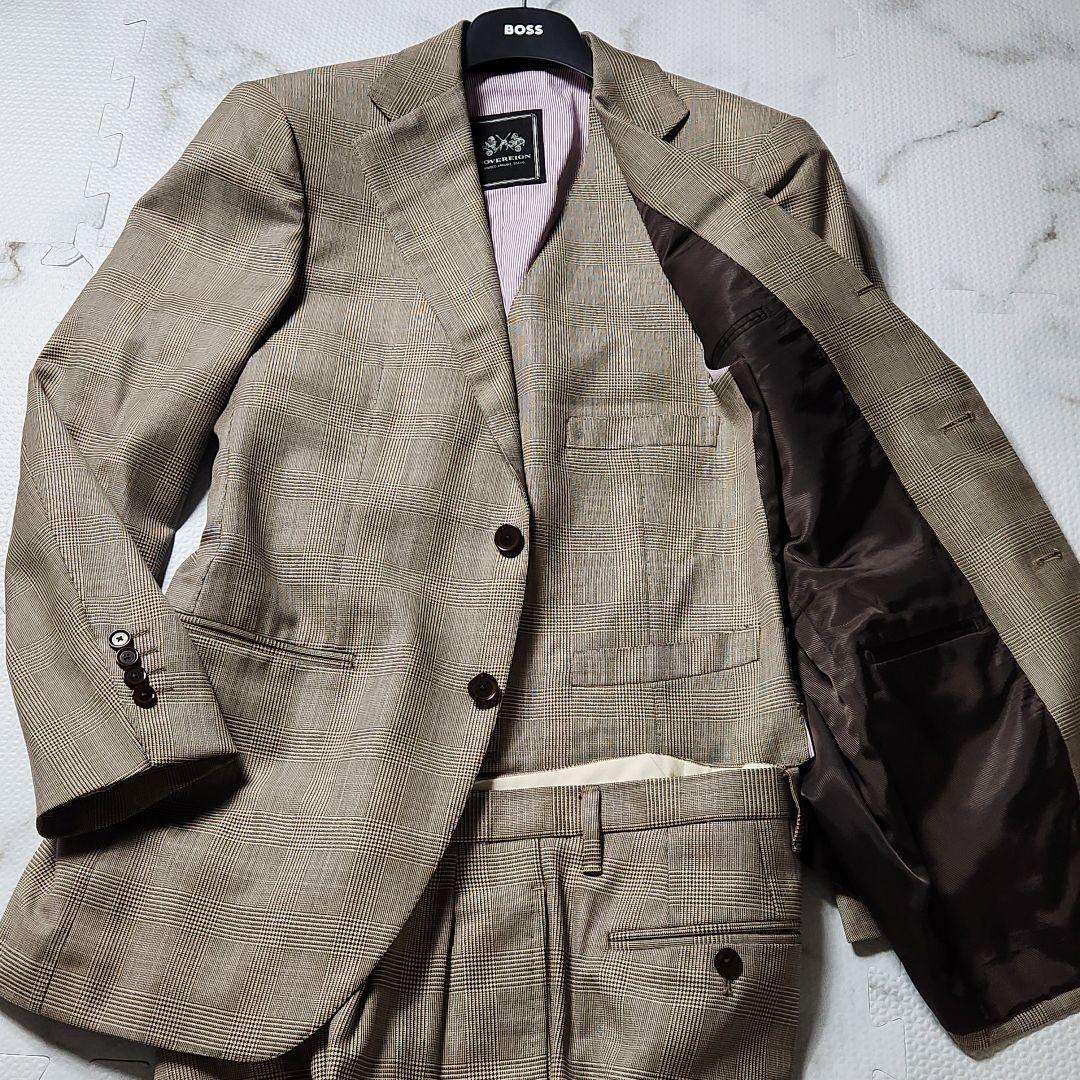 最高級✨ソブリン 3ピース カシミヤ シルク スーツ グレンチェック