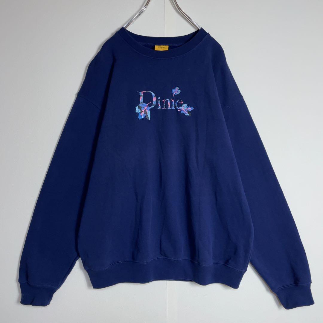 【人気デザイン】ダイム スウェット センター刺繍ロゴ 人気Lサイズ ネイビー