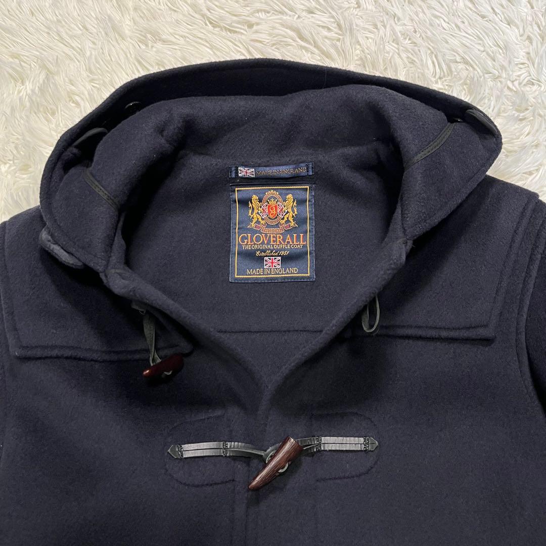 英国製✨グローバーオール ダッフルコート ネイビー　フード付　L相当