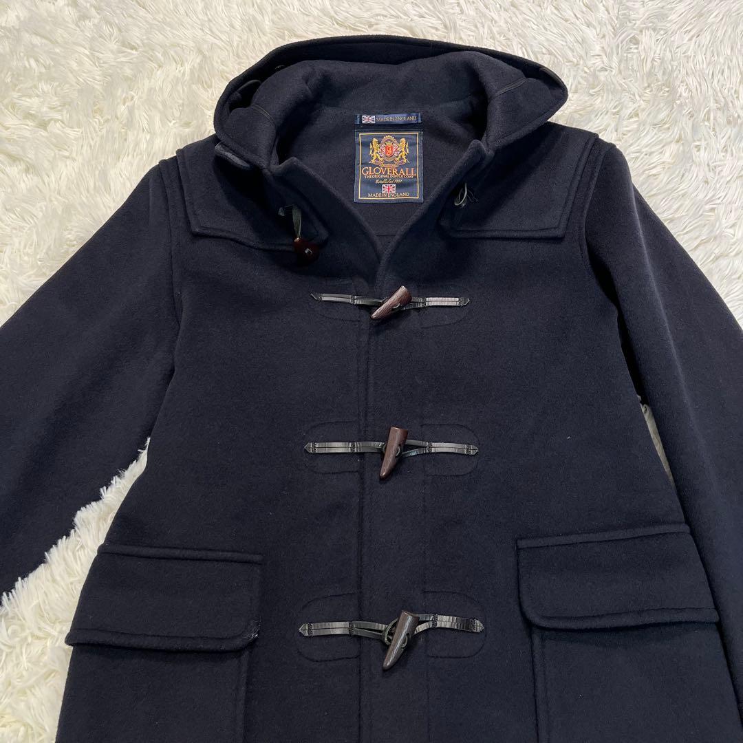 英国製✨グローバーオール ダッフルコート ネイビー　フード付　L相当