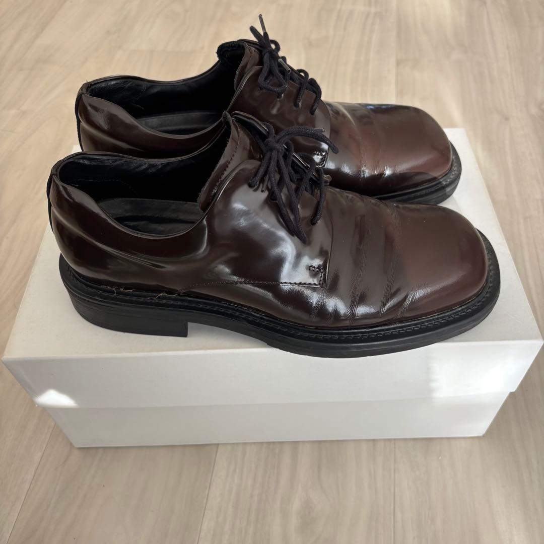 COS スクエアトゥ ダービーシューズ ダークブラウン 41