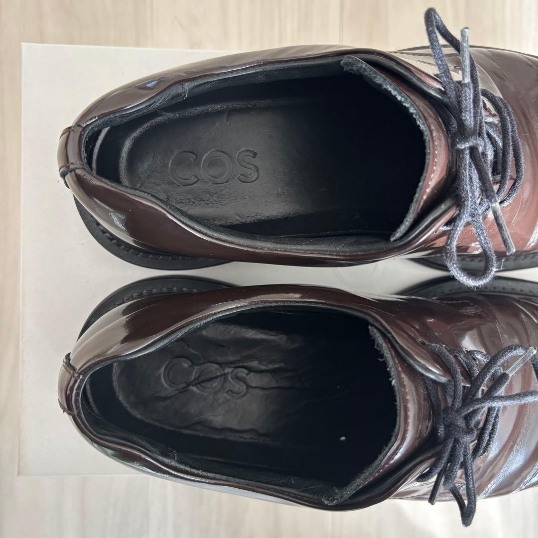 COS スクエアトゥ ダービーシューズ ダークブラウン 41