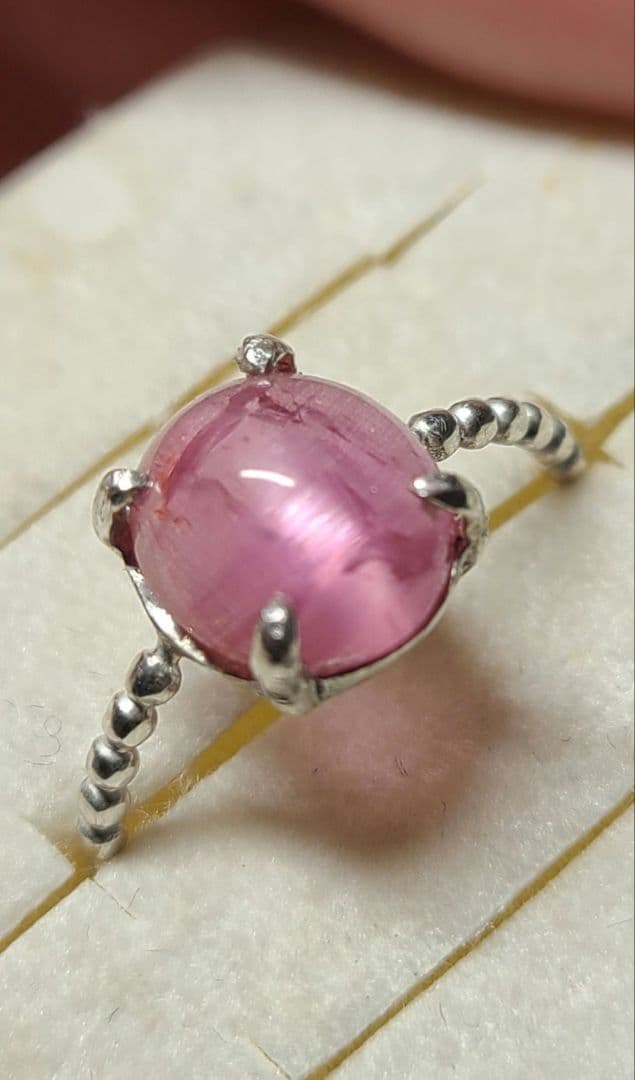 eri★ブラジルピンクトルマリンキャッツアイ★リングオーダー