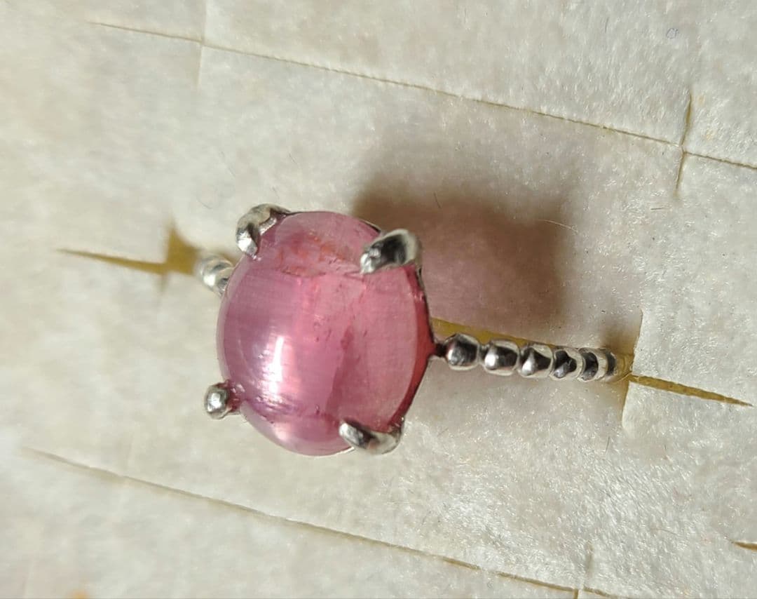 eri★ブラジルピンクトルマリンキャッツアイ★リングオーダー