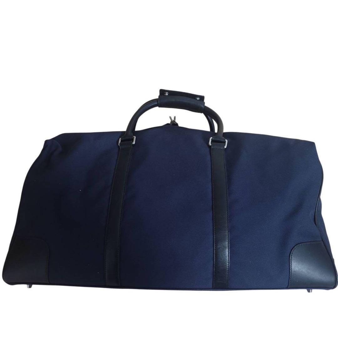 COACH ナイロン×レザー 大容量 ボストンバッグ ネイビー 鍵付き