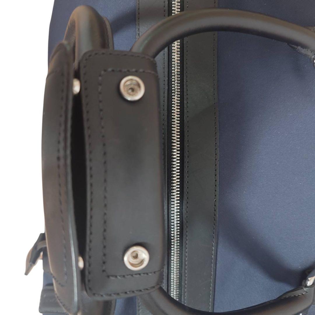 COACH ナイロン×レザー 大容量 ボストンバッグ ネイビー 鍵付き