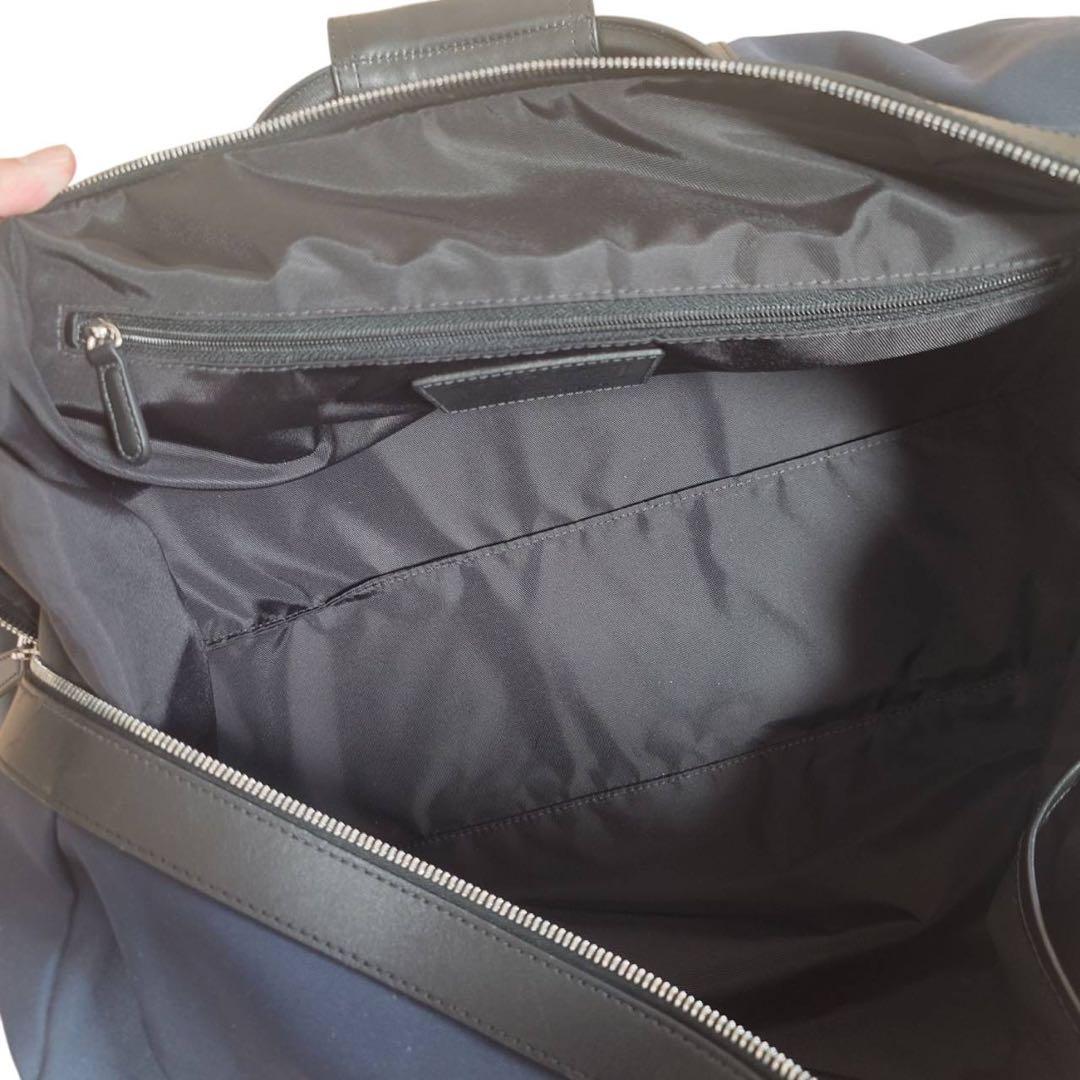 COACH ナイロン×レザー 大容量 ボストンバッグ ネイビー 鍵付き