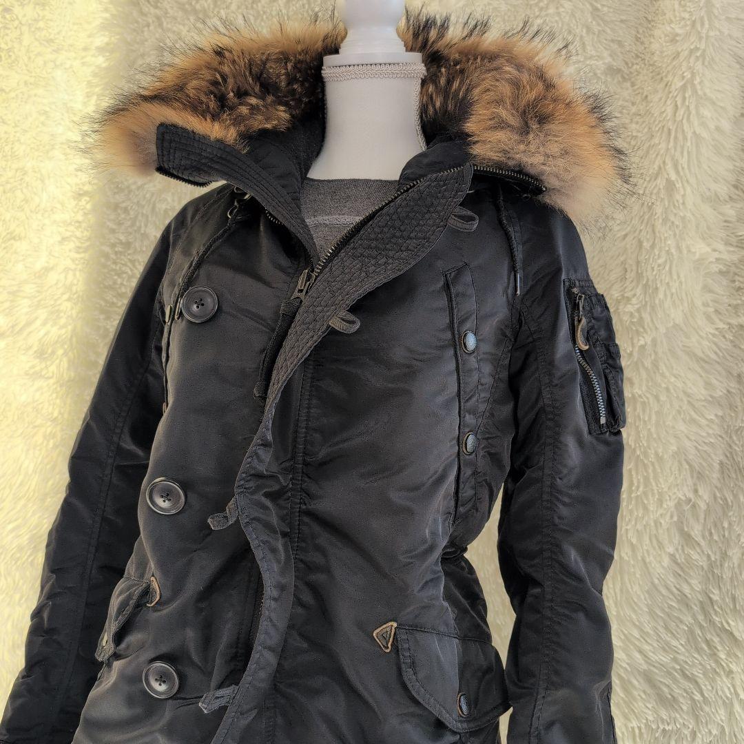 希少 goa ゴア　ラクーンファーコート　ミリタリー　モッズコート　ブラック