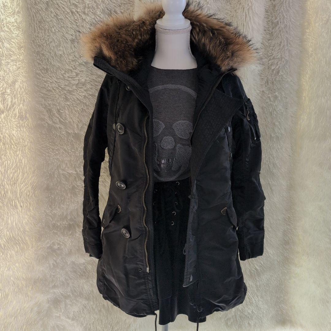 希少 goa ゴア　ラクーンファーコート　ミリタリー　モッズコート　ブラック