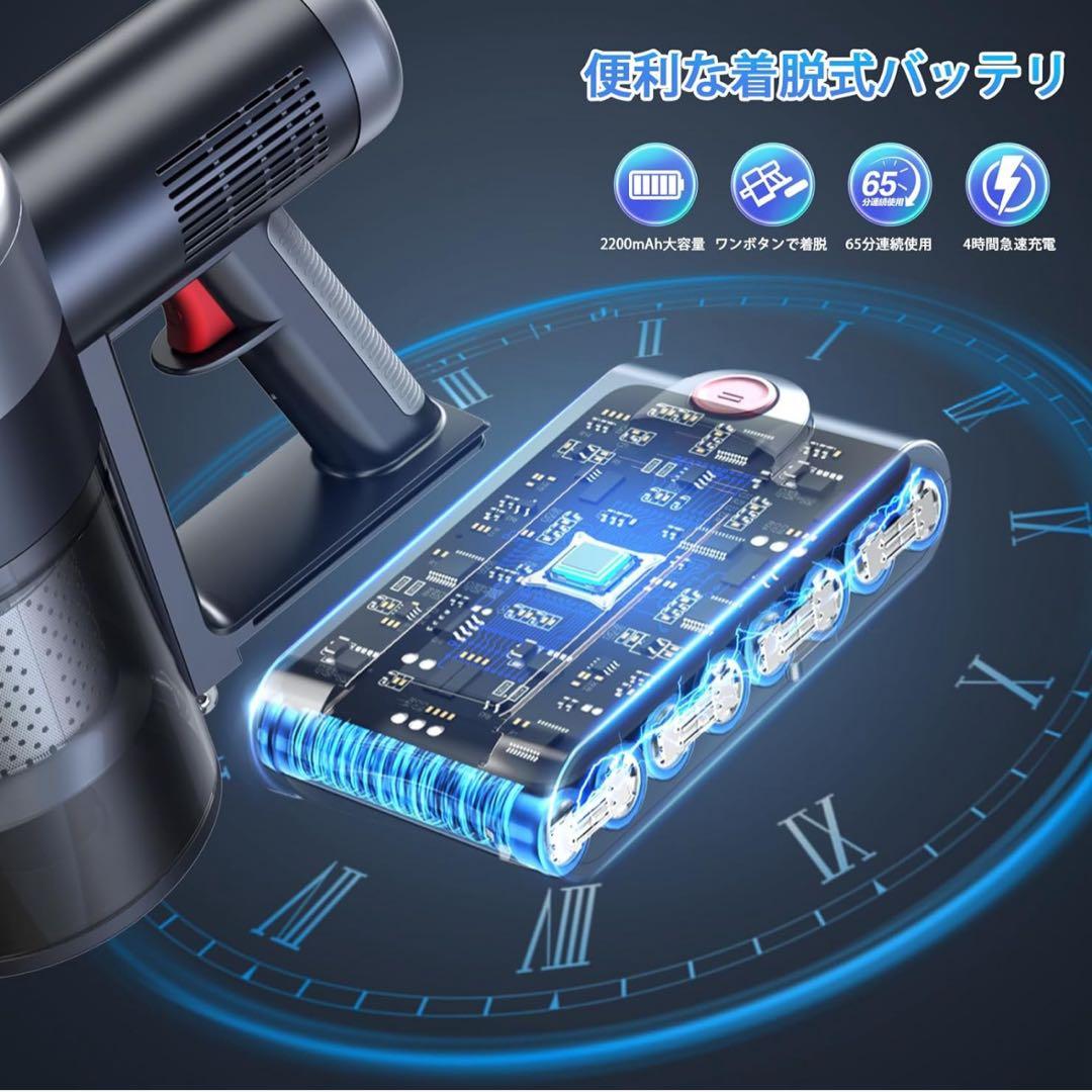 コードレス　掃除機　サイクロン式 550Ｗ 3段吸引　スティック掃除機　自立式