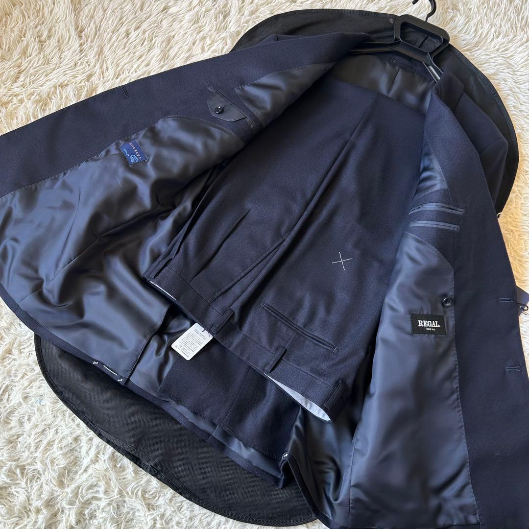 新品未使用　スーツ　ダブルブレスト　日本製生地　ネイビー　BE8　大きいサイズ