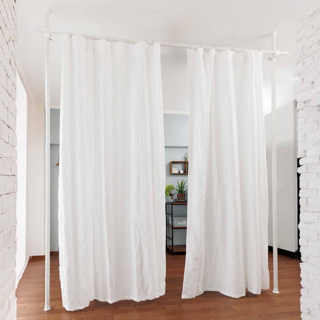 カーテンポール 2ポール パーテーション 間仕切り つっぱり ホワイト g24