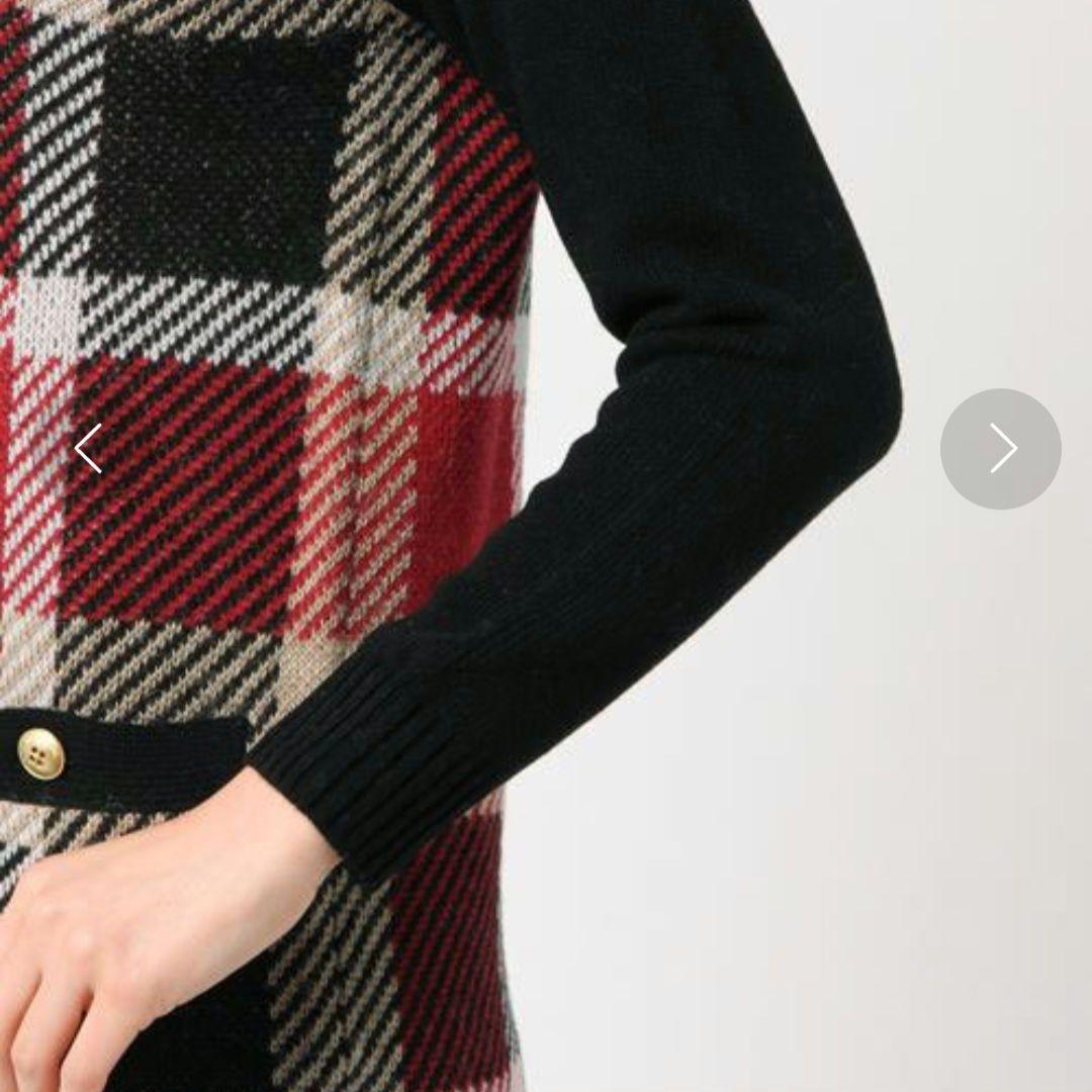 ブルーレーベルクレストブリッジ ウールモヘヤワンピース CBチェック ハイネック