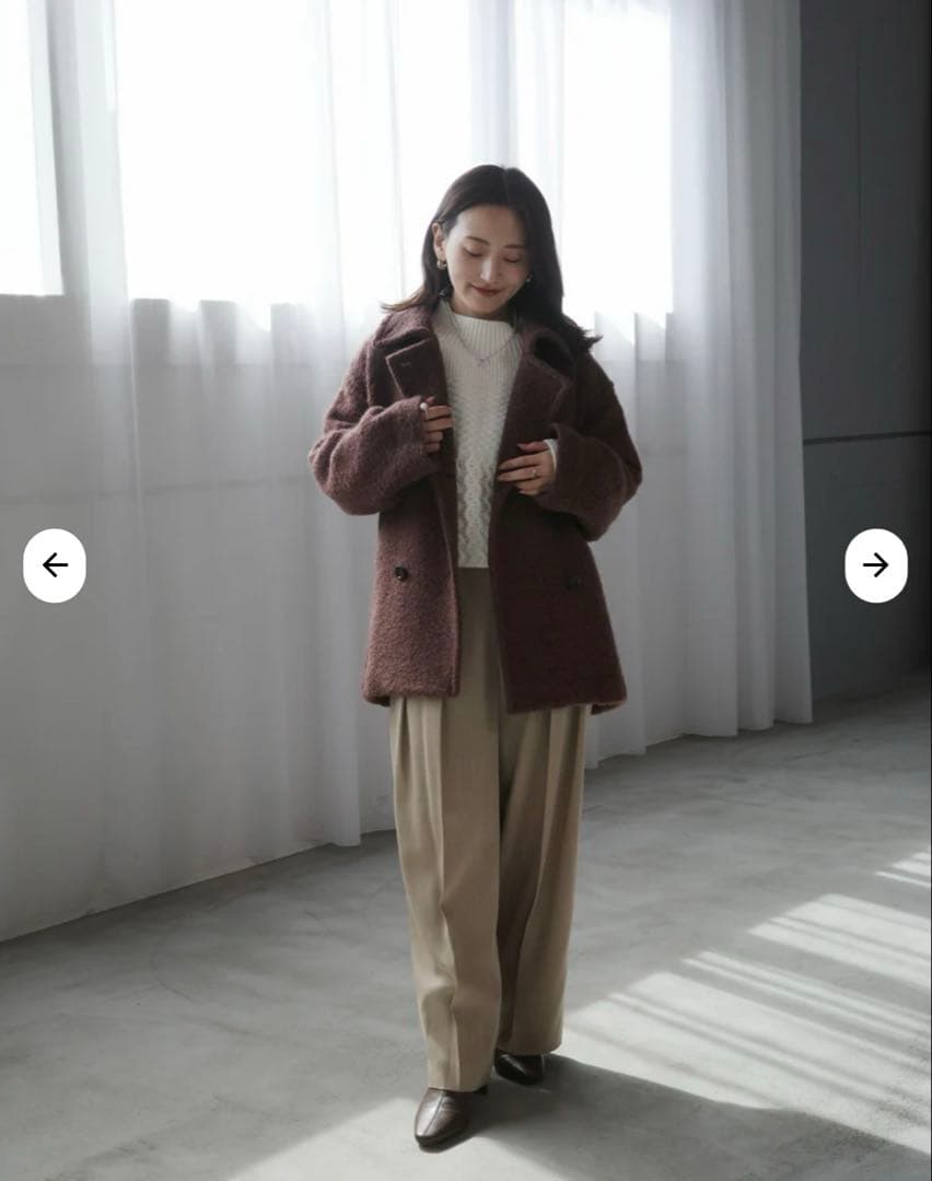 【新品】STRATA (COHINA)ウールループダブルコート ブラウン