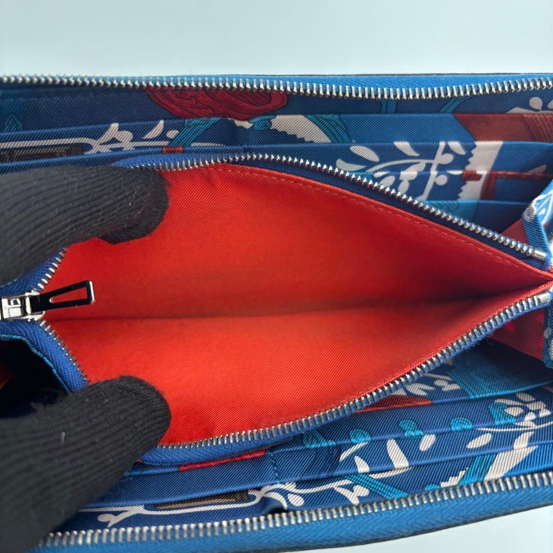 エルメス　アザップロング　シルクイン　長財布　ブルー系
