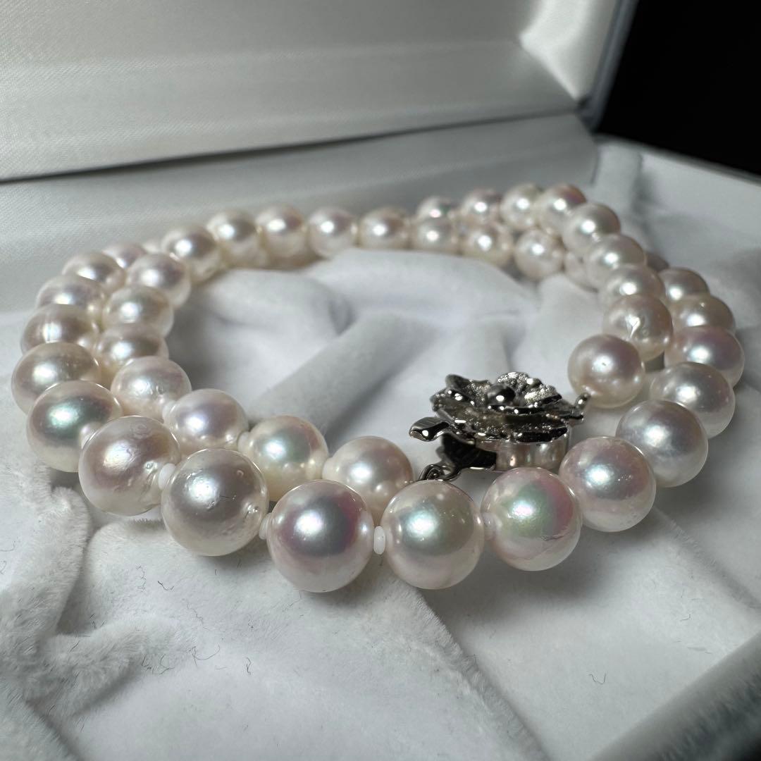 アコヤ真珠 ネックレス パール 7.8mm 43cm 36.4g ホワイトピンク