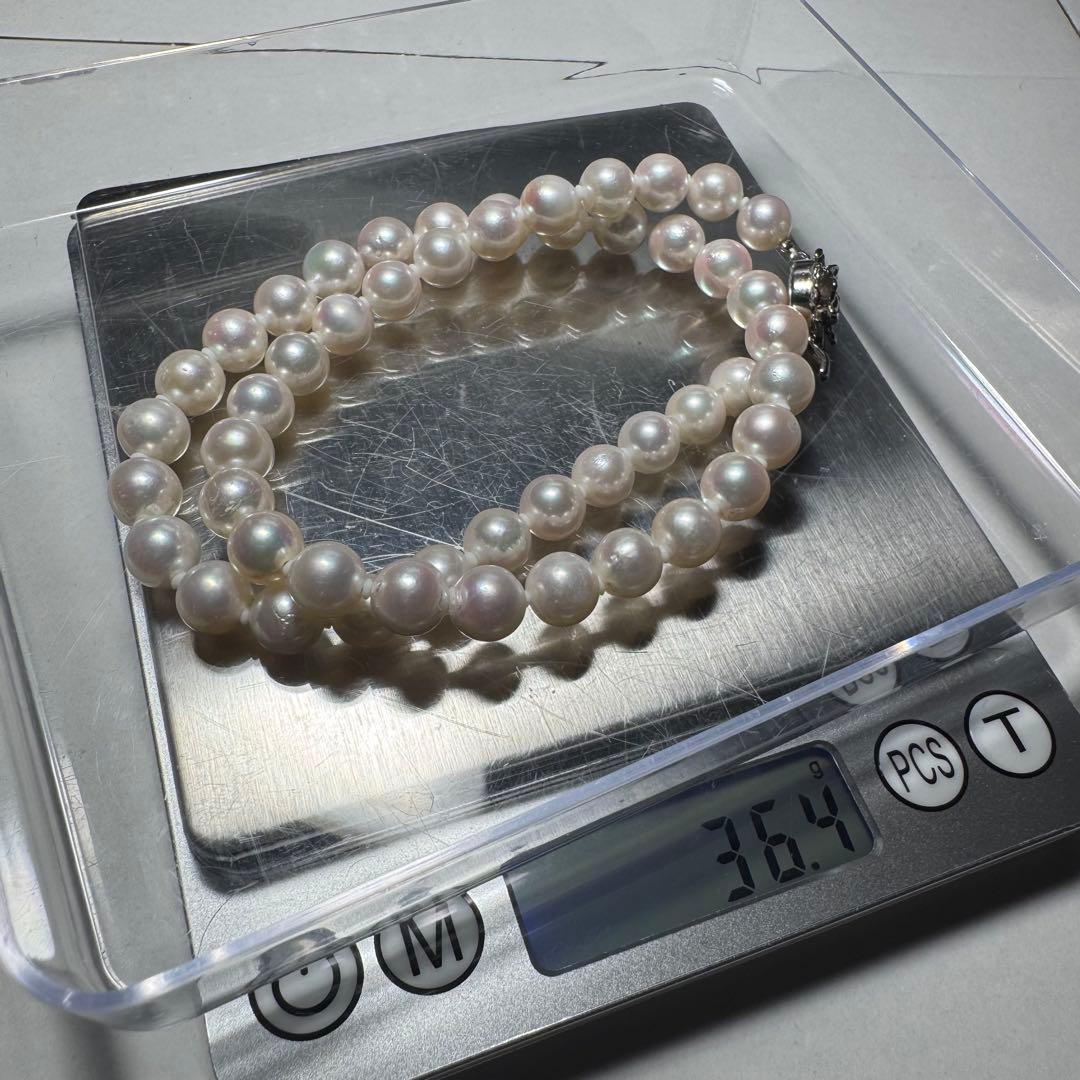 アコヤ真珠 ネックレス パール 7.8mm 43cm 36.4g ホワイトピンク
