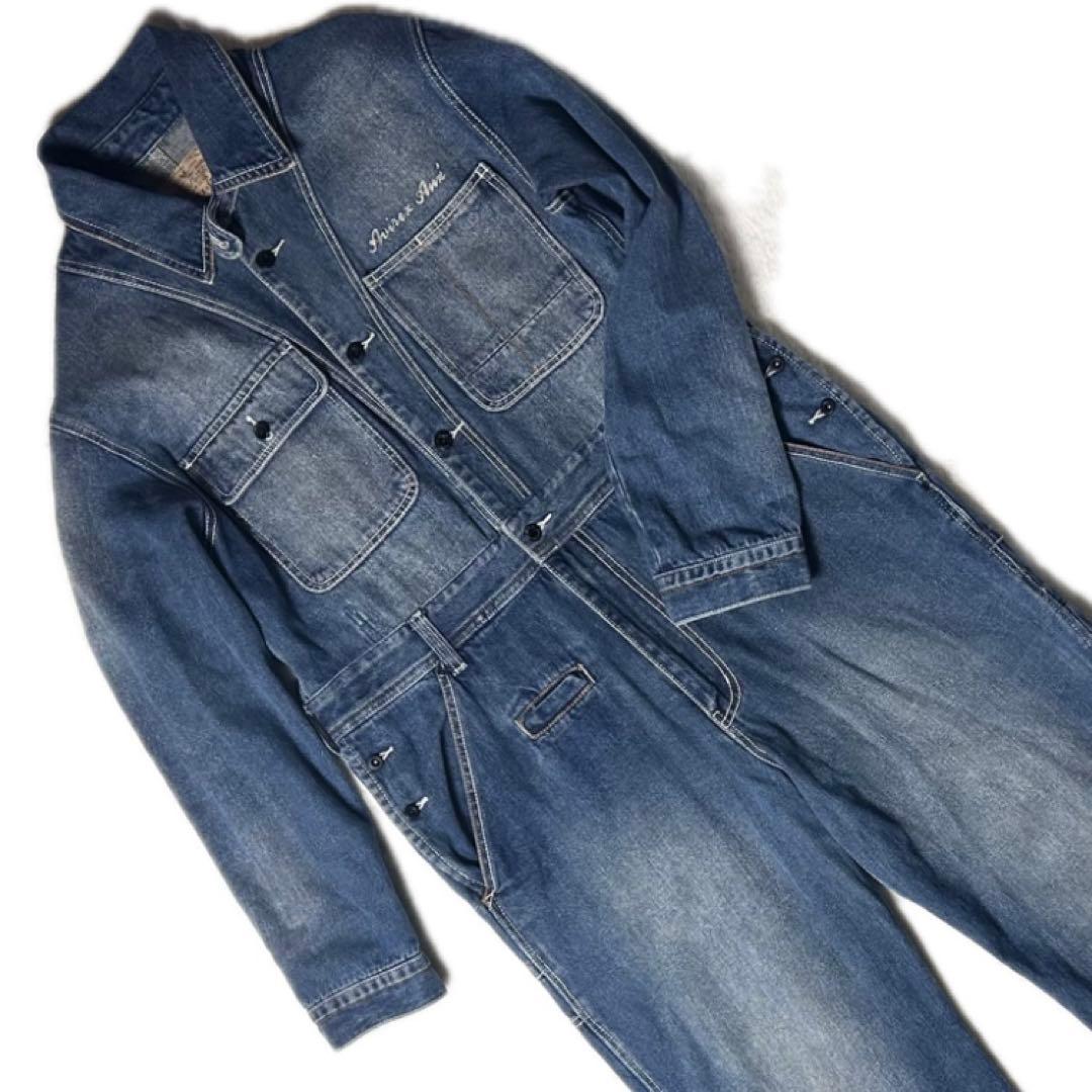 アヴィレックス AVIREX デニム オールインワン ツナギ チェーン刺繍