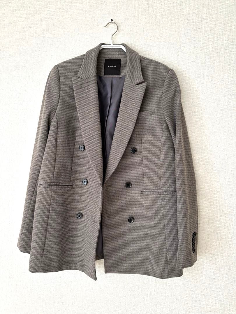 ánuans グレー ダブル　テーラードジャケット