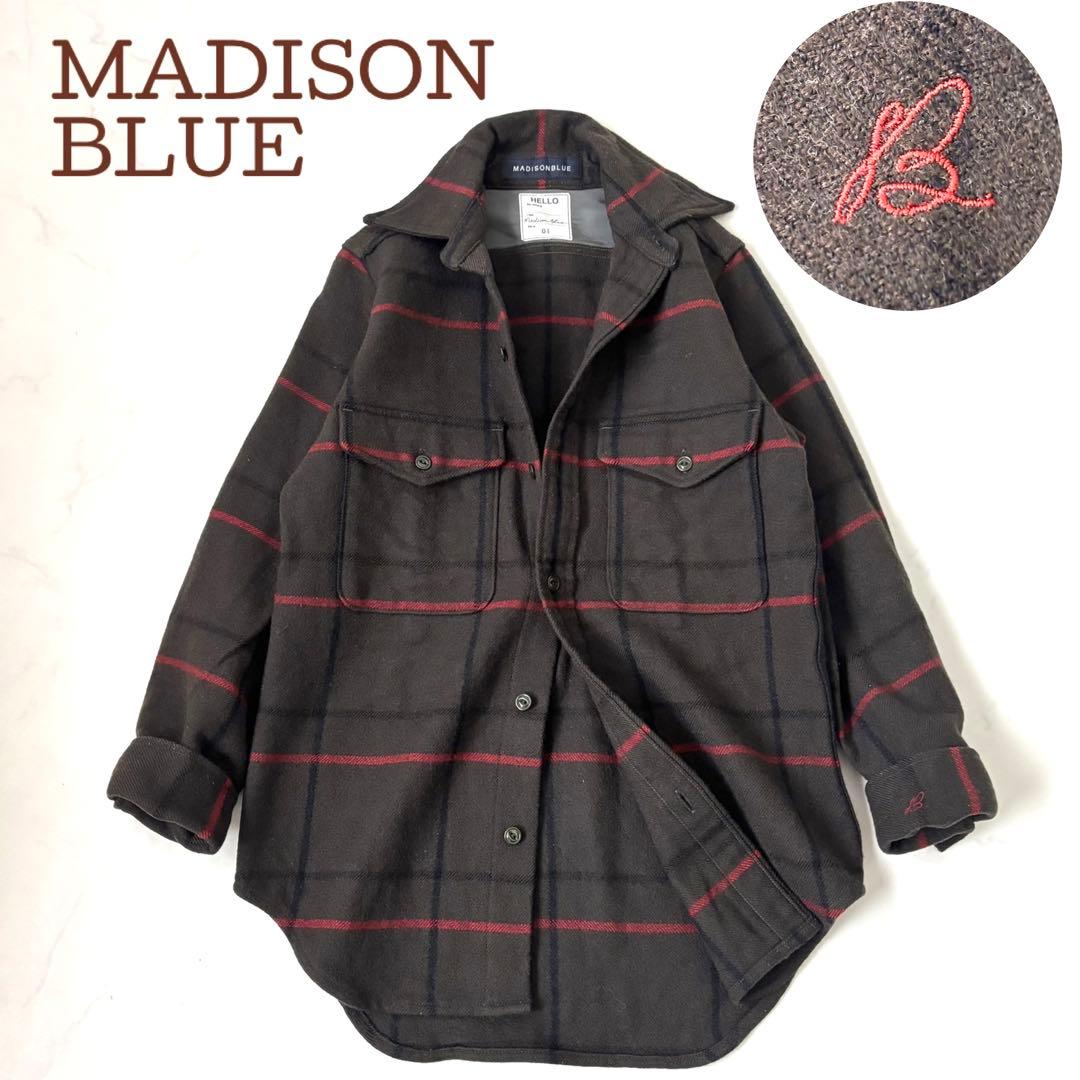【美品】マディソンブルー ハンプトン チェック シャツジャケット 裏地シルク S