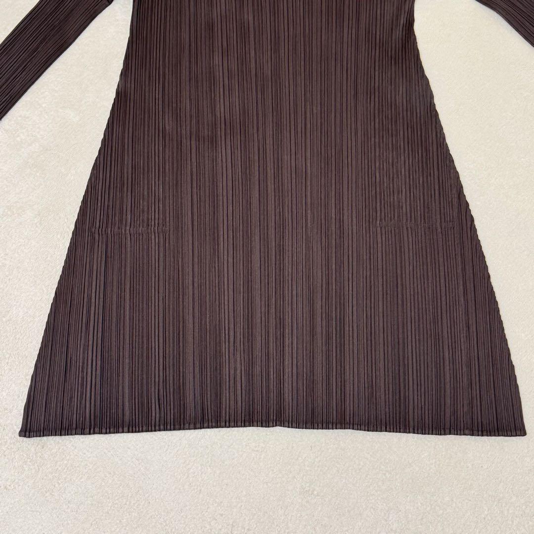 極美品✨PLEATS PLEASE プリーツ　ブラウン　チュニック　Lサイズ