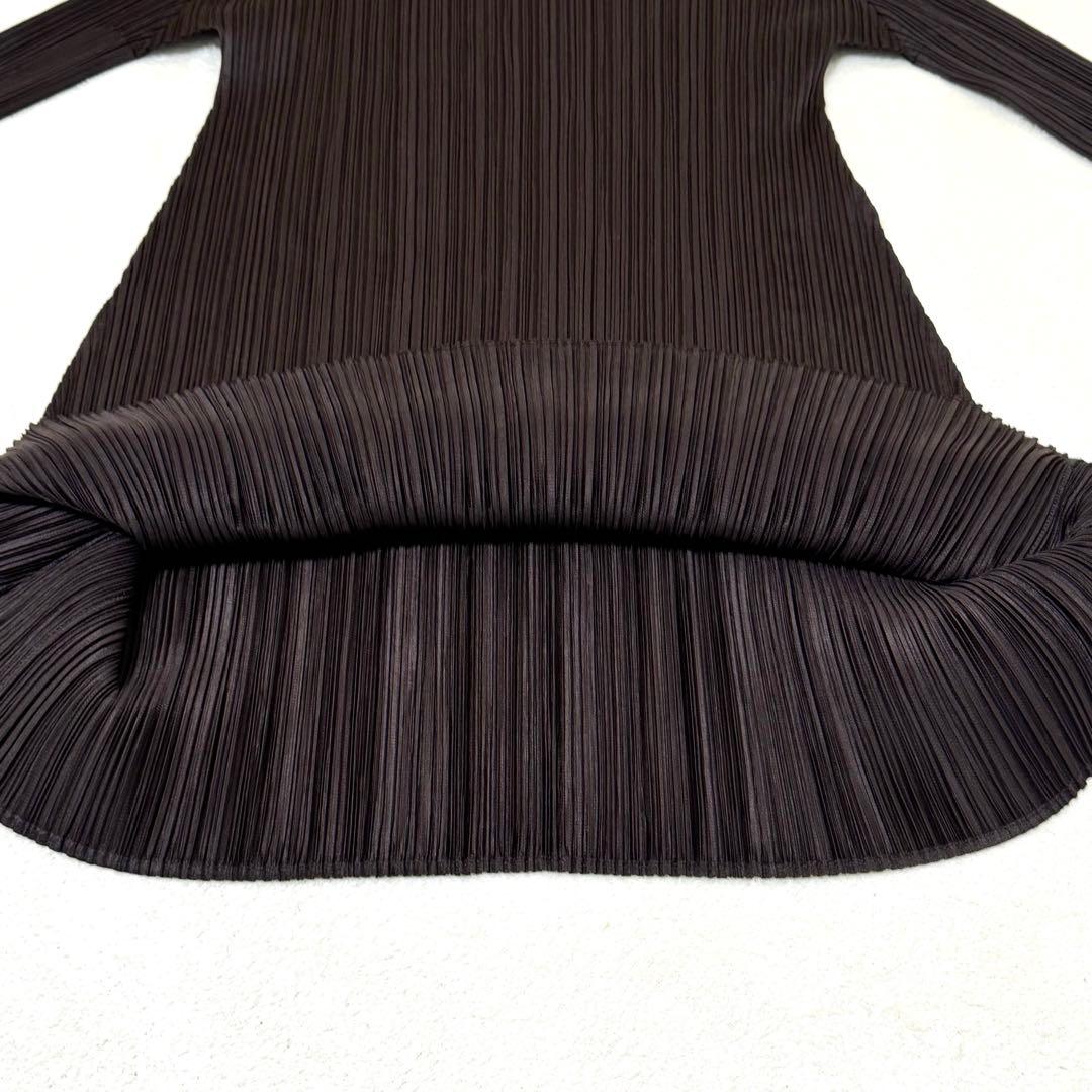 極美品✨PLEATS PLEASE プリーツ　ブラウン　チュニック　Lサイズ