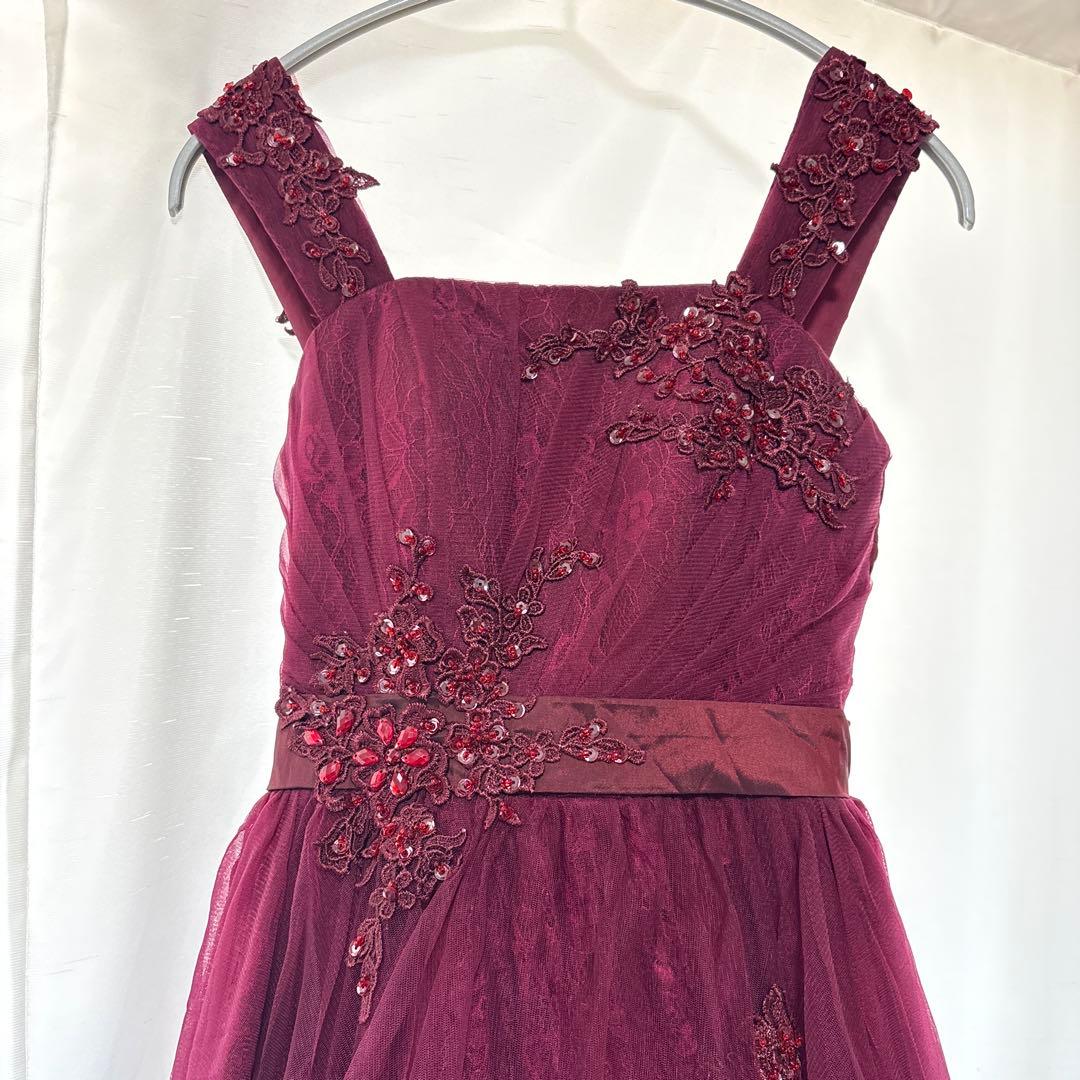 TWEED バーガンディ刺繍フォーマルドレス 160